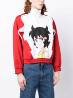 Anime-Print Half-Zip Jumper