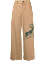 Deer-Print Wide-Leg Trousers