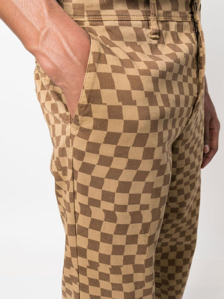 Check Pattern Straight Trousers