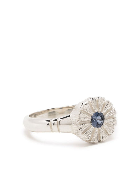 Sterling Silver Flower Press Ring