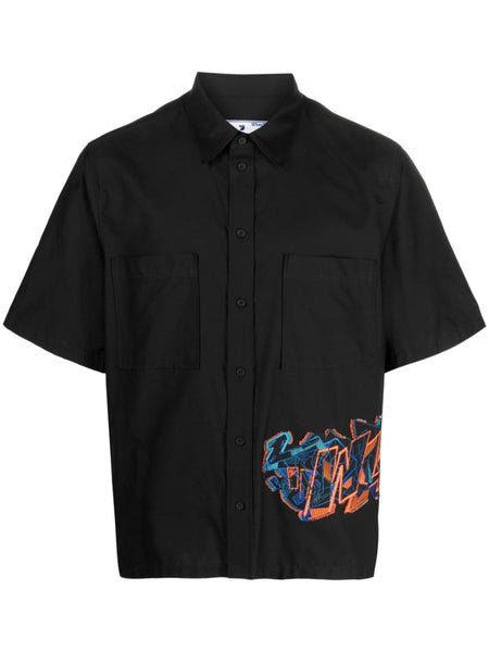 Embroidered-Design Short-Sleeve Shirt