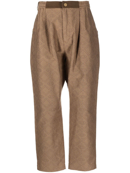 Geometric-Print Tapered Trousers