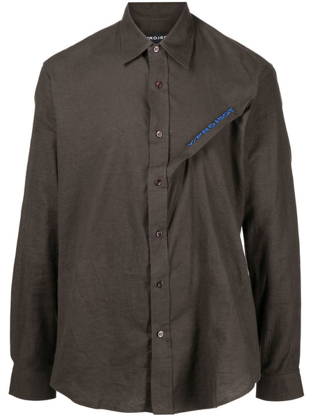 Long-Sleeve Button-Fastening Shirt