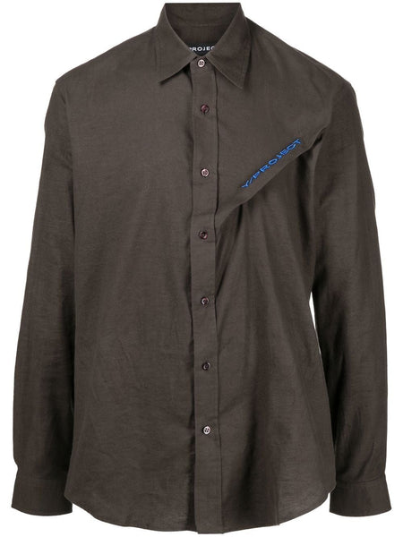 Long-Sleeve Button-Fastening Shirt
