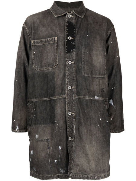 Paint Splatter-Print Denim Coat