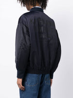Graphic-Print Embroidered Navy Bomber Jacket