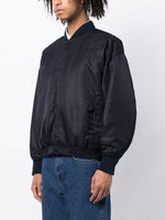 Graphic-Print Embroidered Navy Bomber Jacket