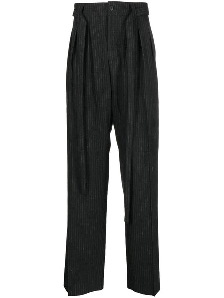 Pinstripe Wool Tailored Trousers