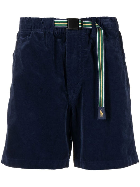 Velvet Buckled-Waistband Shorts