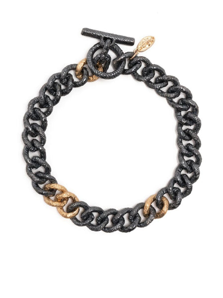 18Kt Yellow Gold Hammered Chain Bracelet