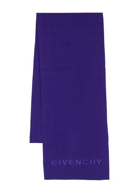Logo-Embroidery Wool Scarf