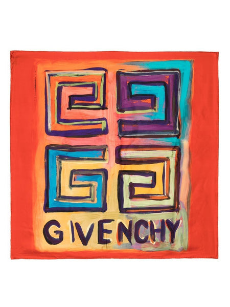 Hand-Painted Logo Silk Scarf