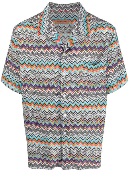 Zigzag-Stripe Short-Sleeve Shirt