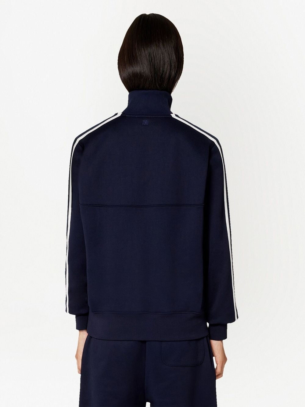 Striped Short-Zip Pullover Sweatshirt