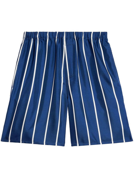 Stripe-Print Silk Shorts