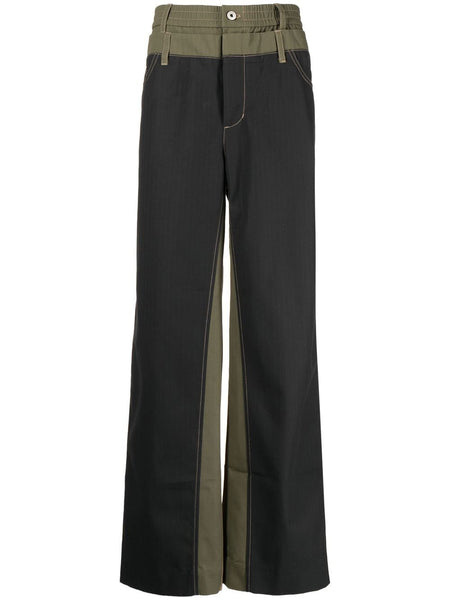 Patchwork Double-Waist Jeans