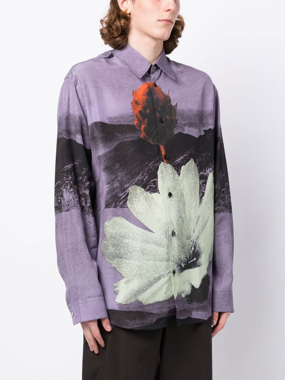 Graphic-Print Button-Up Shirt