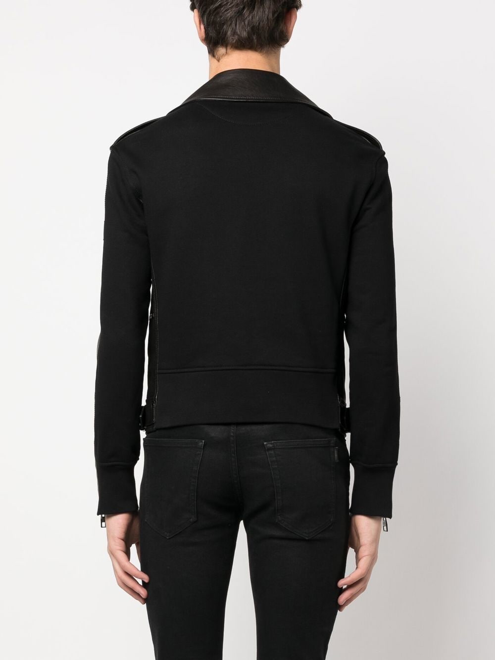 Leather-Trim Biker Jacket