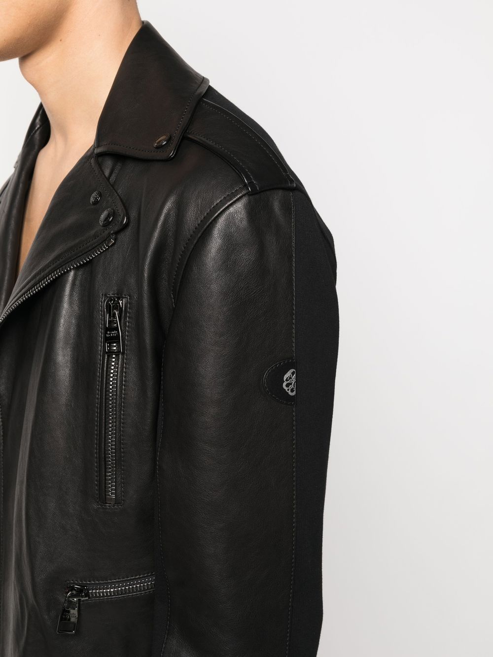 Leather-Trim Biker Jacket