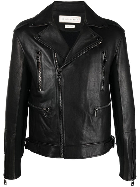 Leather-Trim Biker Jacket