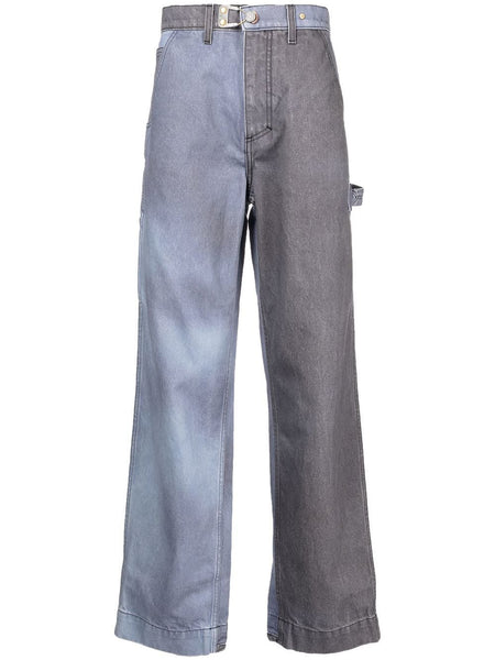 Two-Tone Straight Denim Trousers