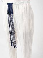 Tied-Waist Pinstripe-Pattern Trousers