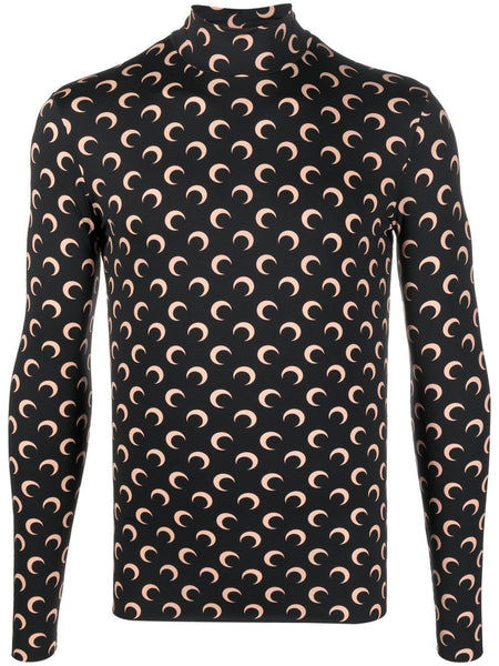 Black Crescent Moon Print Sweatshirt