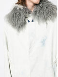 Long Shearling-Collar Coat