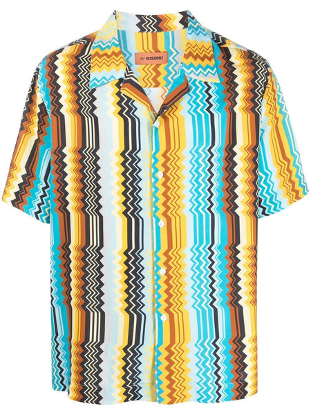 Zigzag-Print Short-Sleeve Shirt