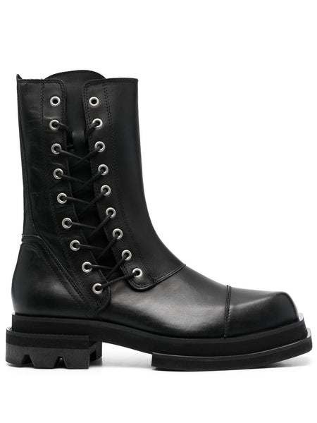 Calf-Leather Combat Boots
