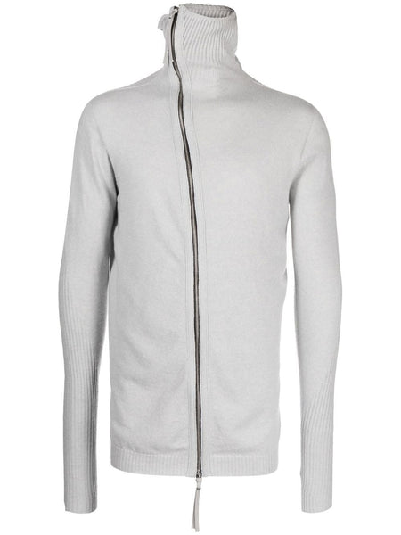 High-Neck Zip-Up Cardigan