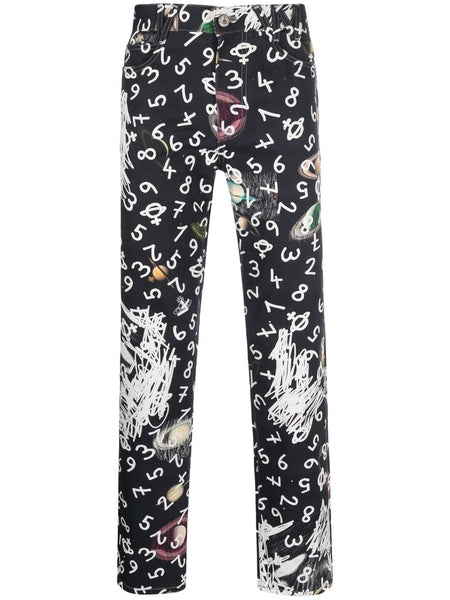 Planets And Numbers Print Trousers