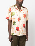 Apple-Motif Silk Shirt