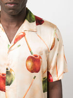 Apple-Motif Silk Shirt