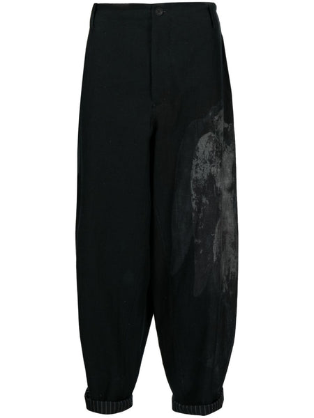 Graphic-Print Drop-Crotch Trousers