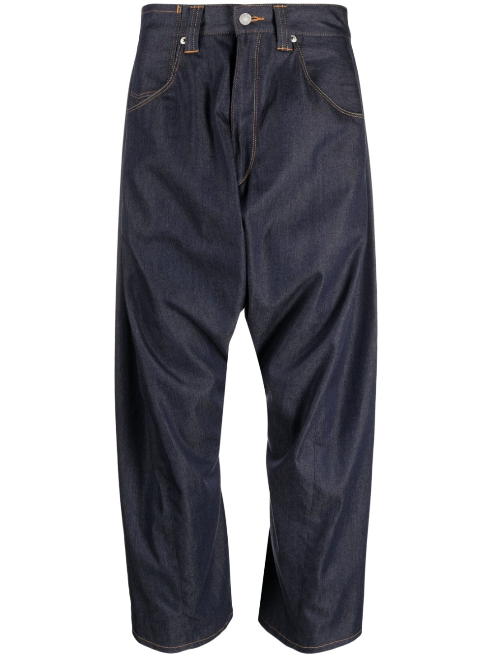 Drop-Crotch Cropped Jeans