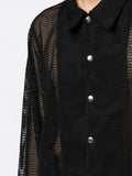 Asymmetric Open-Knit Shirt Jacket