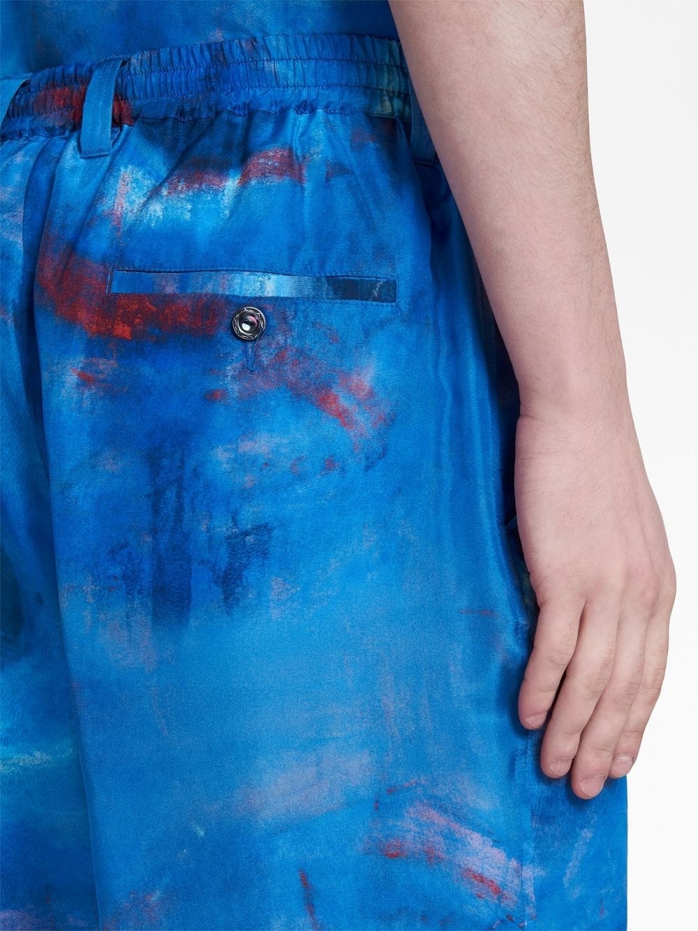 Painterly-Print Silk Shorts
