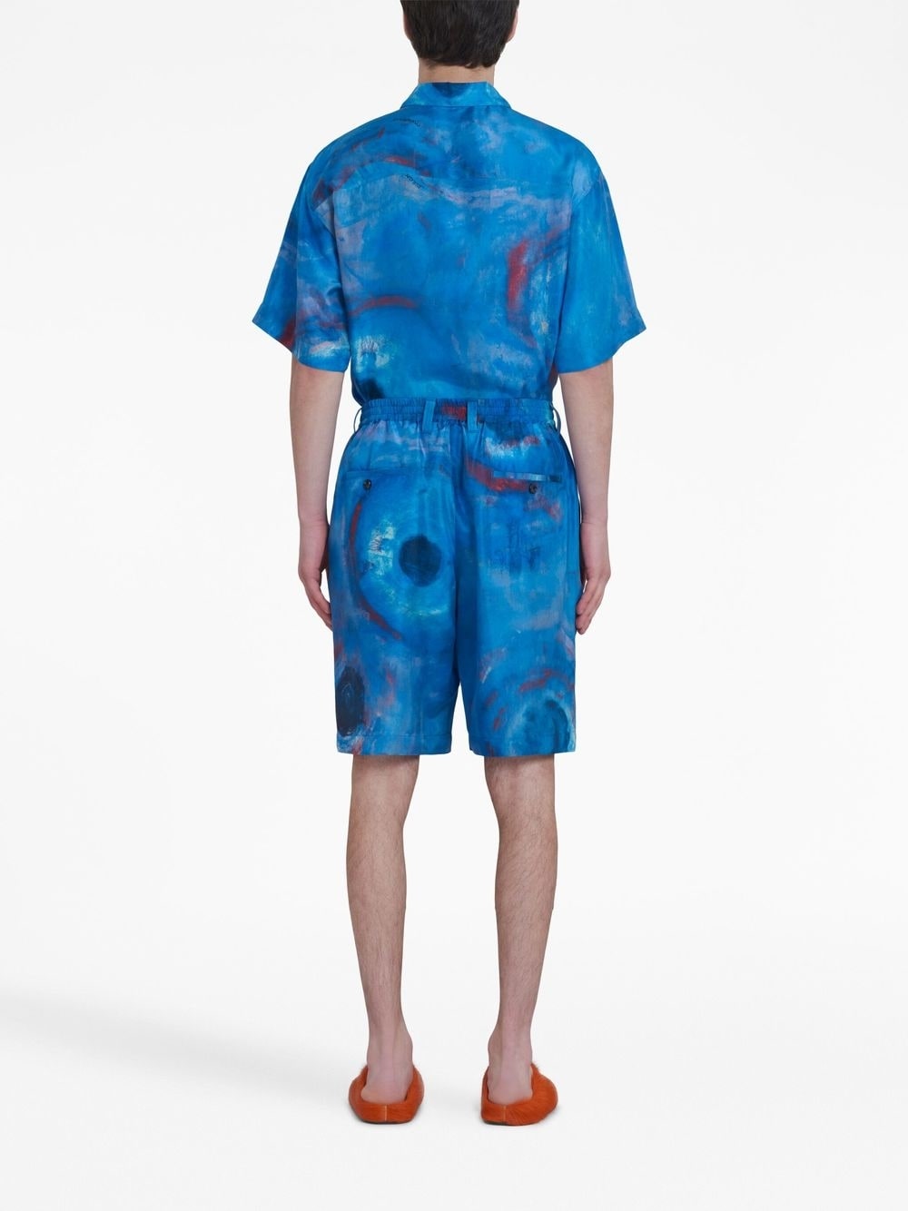 Painterly-Print Silk Shorts