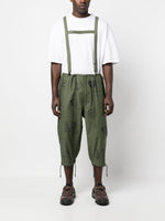 Graphic-Print Suspender Cropped Trousers