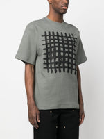 Grid-Print Cotton T-Shirt