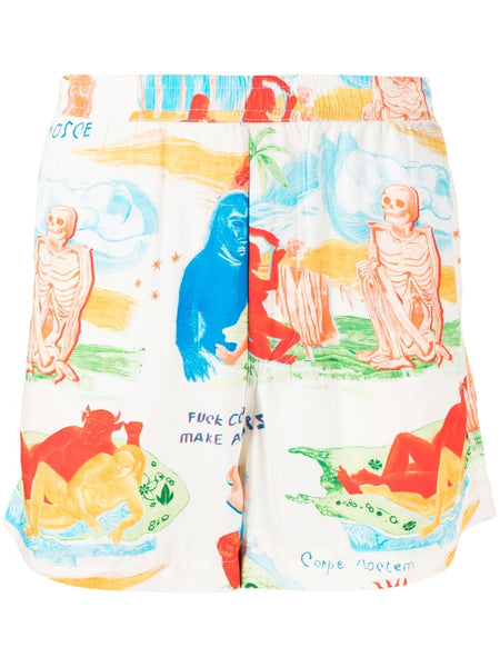 Graphic-Print Tencel Shorts