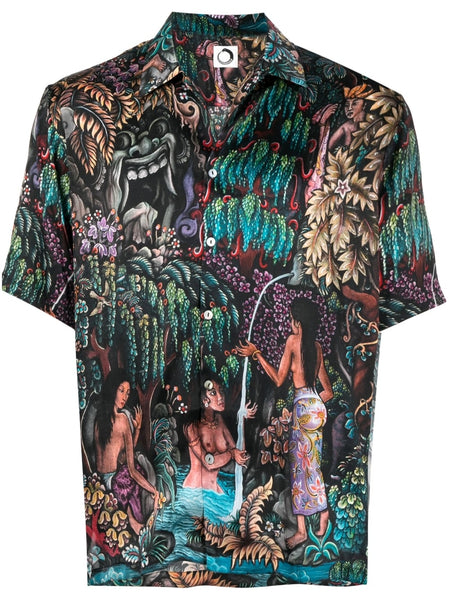 Graphic-Print Silk Shirt