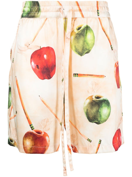 Fruit-Print Silk Shorts