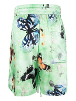 Butterfly-Print Silk Shorts
