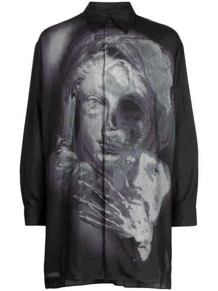 Graphic-Print Silk Shirt