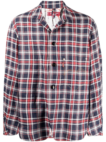 Checkered Linen Shirt Jacket