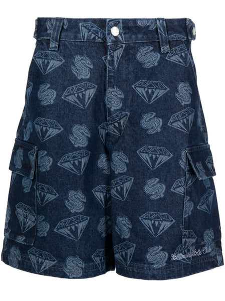 Graphic Print Denim Shorts