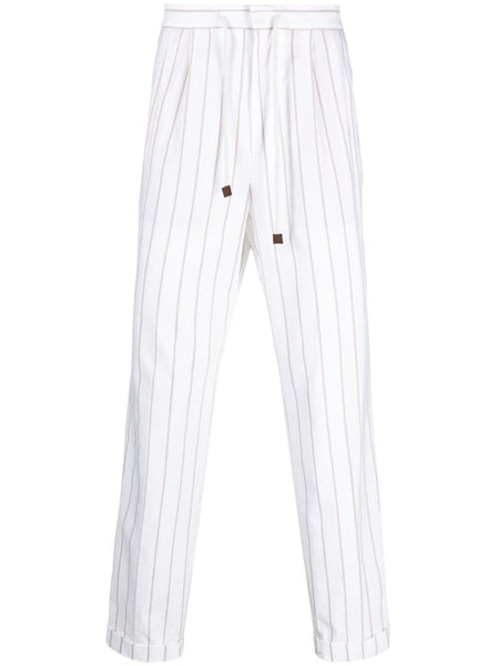 Striped Drawstring Cotton Trousers