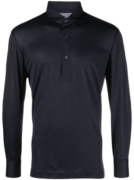 Button-Up Cotton Polo Shirt